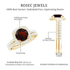 Natural Garnet Diamond Engagement Ring with Wedding Band AAA - Rosec Jewels