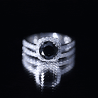 Natural Black Spinel Wedding Bridal Ring Set with Moissanite AAA - Rosec Jewels