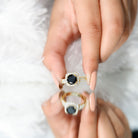 Natural Black Spinel Wedding Bridal Ring Set with Moissanite AAA - Rosec Jewels