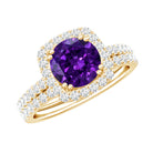Real 1.2 Carat Amethyst Wedding Engagement Ring Set with Moissanite AAA - Rosec Jewels