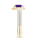 Real 1.2 Carat Amethyst Wedding Engagement Ring Set with Moissanite AAA - Rosec Jewels