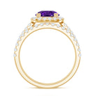 Real 1.2 Carat Amethyst Wedding Engagement Ring Set with Moissanite AAA - Rosec Jewels
