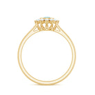 Real Round Aquamarine and Diamond Halo Promise Ring AAA - Rosec Jewels