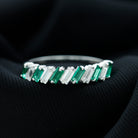 1.50 CT Certified Created Emerald Half Eternity Ring with Moissanite Lab Created Emerald - ( AAAA ) - Quality - Rosec Jewels