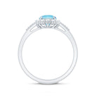 Natural 6MM Aquamarine Halo Engagement Ring with Diamond AAA - Rosec Jewels