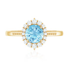 Natural 6MM Aquamarine Halo Engagement Ring with Diamond AAA - Rosec Jewels