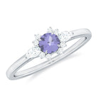 Real Tanzanite Promise Ring with Diamond AAA - Rosec Jewels
