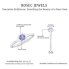 Real Tanzanite Promise Ring with Diamond AAA - Rosec Jewels