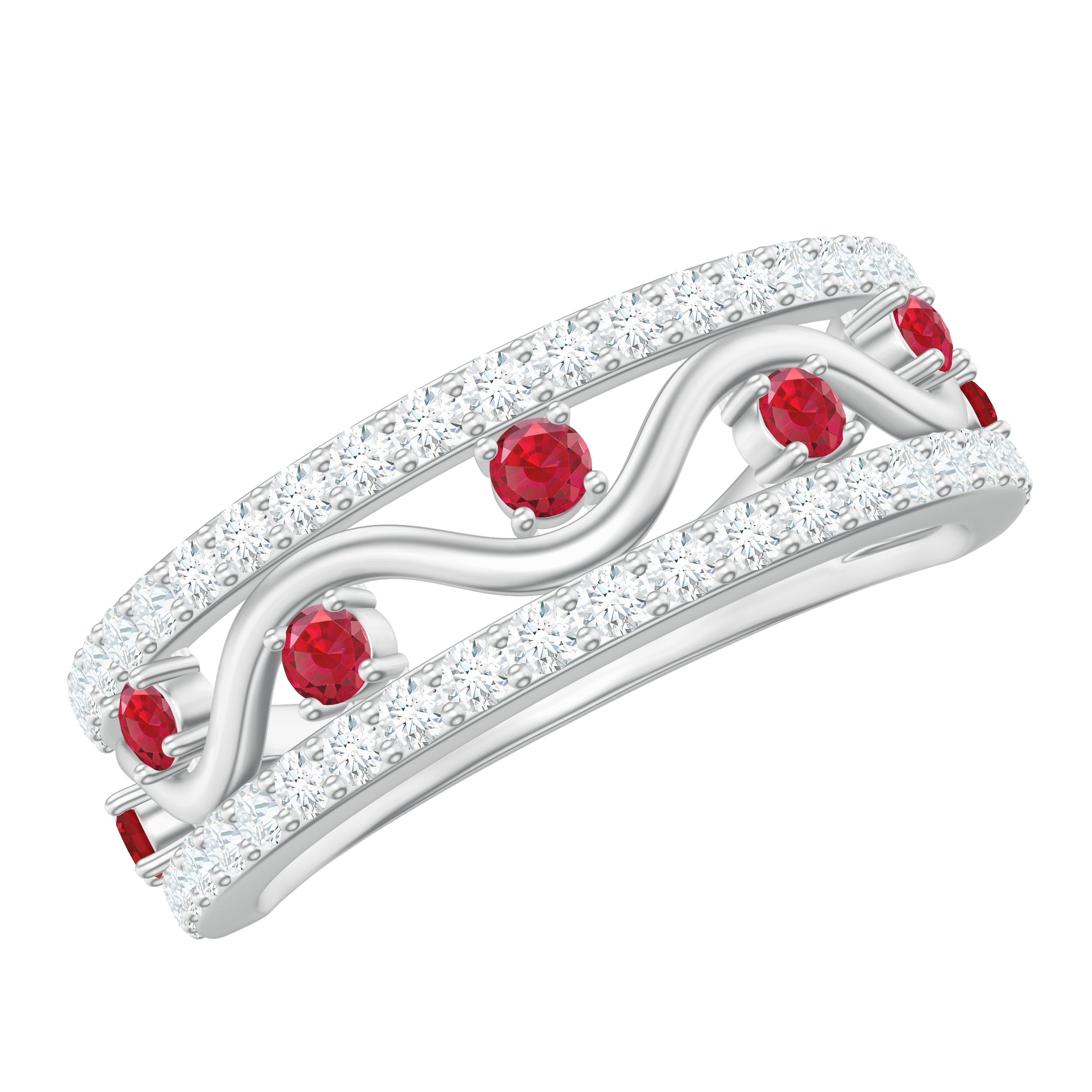 Rosec Jewels-Lab Created Ruby and Diamond Designer Anniversary Band
