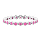 Created Pink Sapphire Stackable Eternity Ring with Beaded Shank AAAA - Rosec Jewels