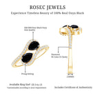 Pear Cut Black Onyx Two Stone Engagement Ring with Diamond AAA - Rosec Jewels