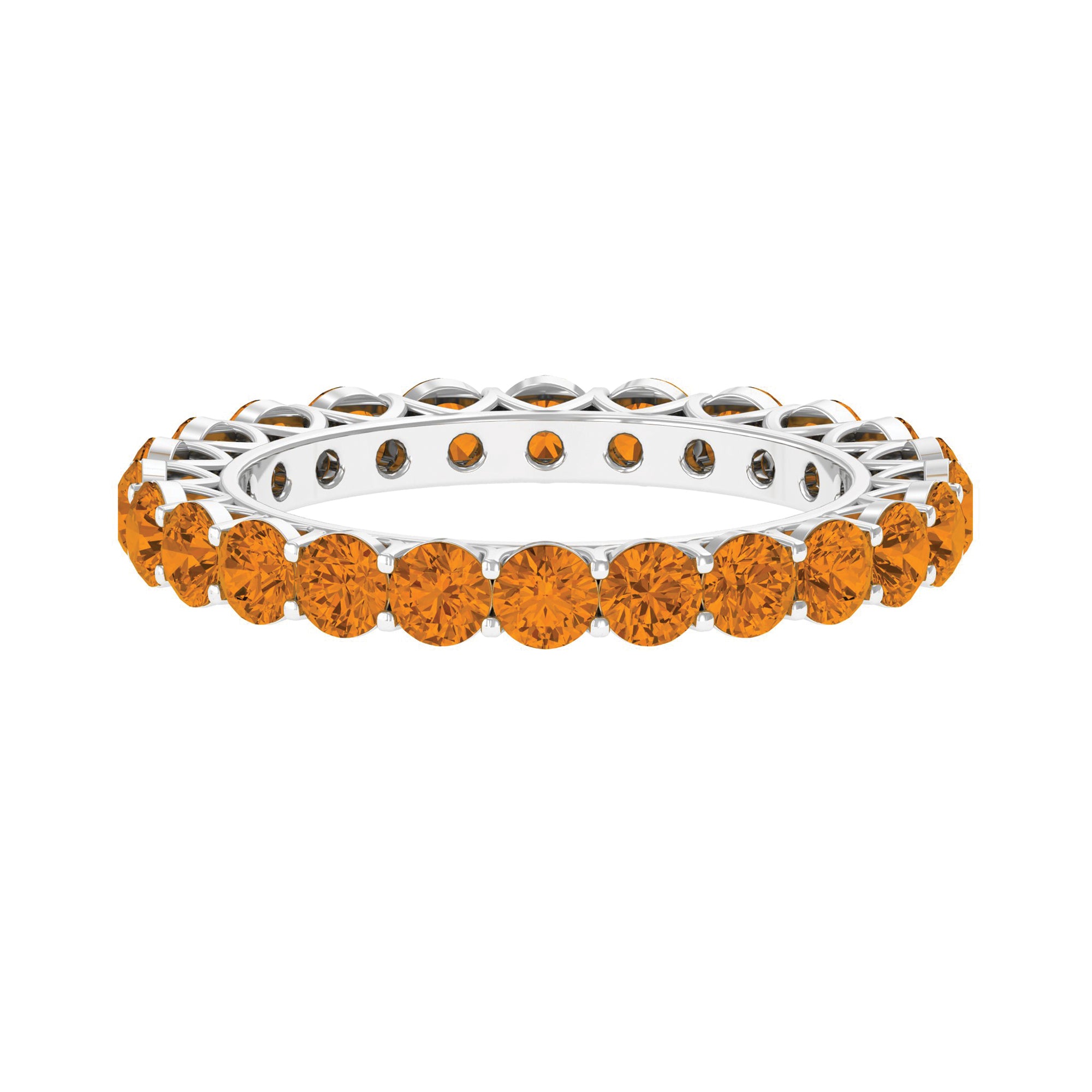 Simple Full Eternity Band Ring with Round Citrine Citrine - ( AAA ) - Quality - Rosec Jewels