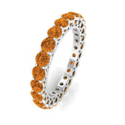 Round Citrine Simple Full Eternity Band Ring AAA - Rosec Jewels