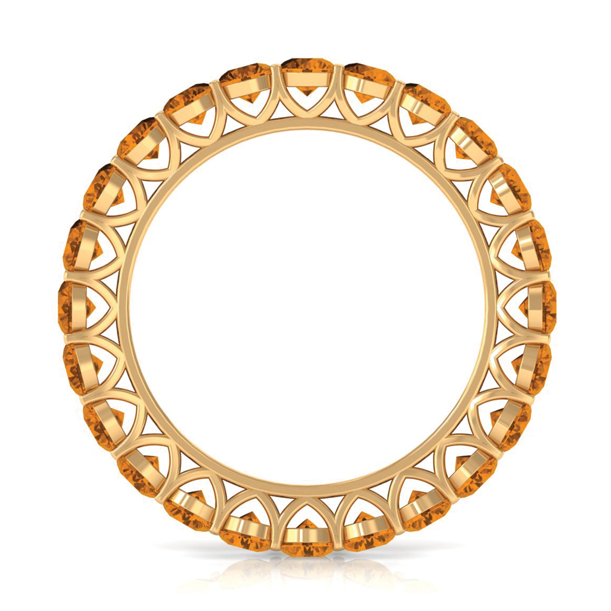 Round Citrine Simple Full Eternity Band Ring AAA - Rosec Jewels