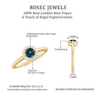 5mm London Blue Topaz Promise Ring with Diamond Halo AAA - Rosec Jewels