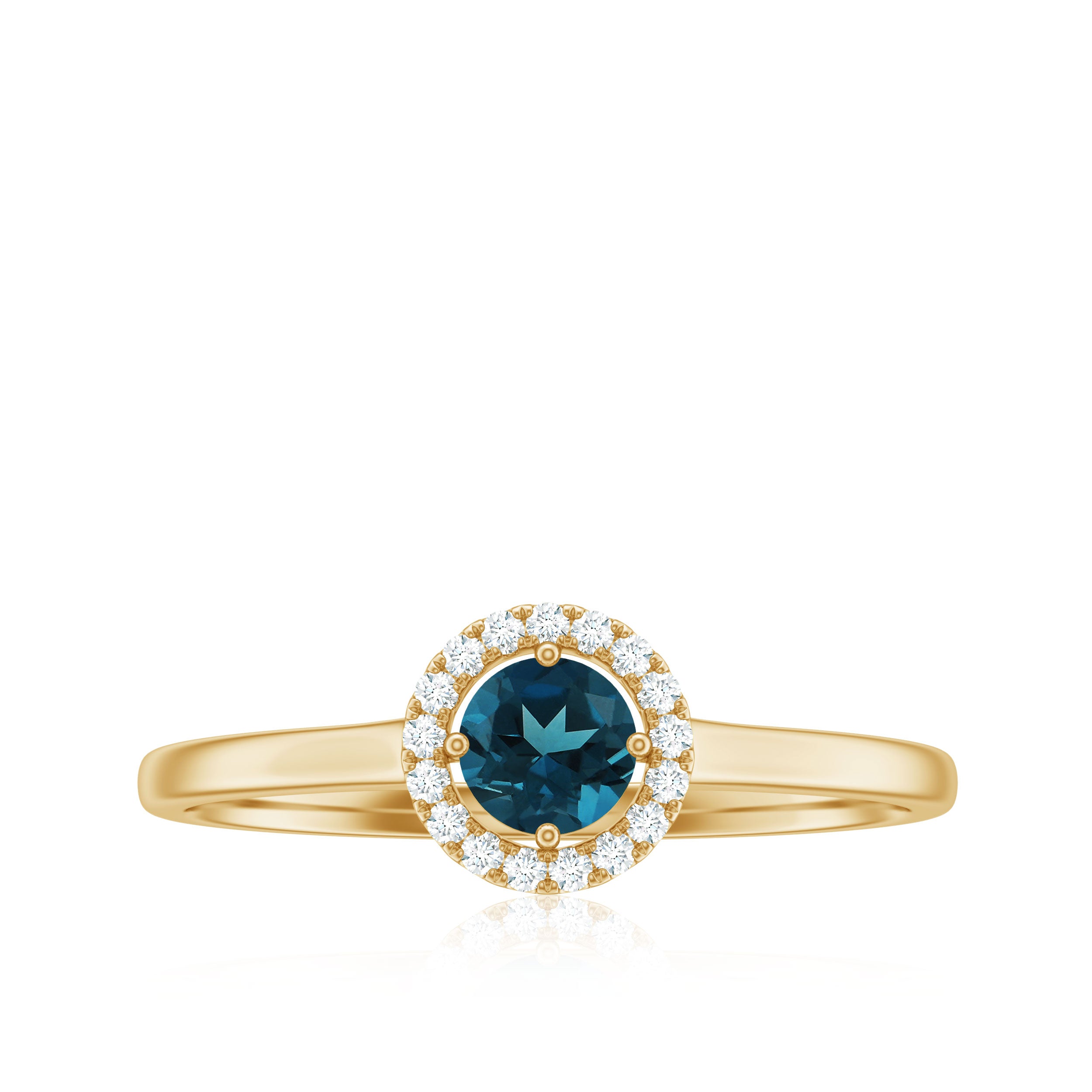 London Blue Topaz Halo Engagement Ring with Diamond London Blue Topaz - ( AAA ) - Quality - Rosec Jewels
