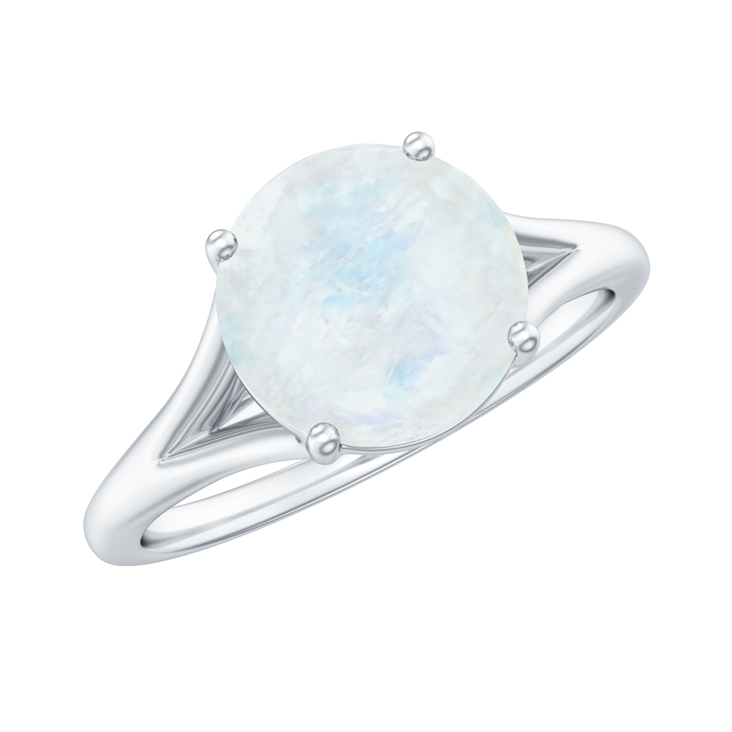 1 CT Natural Moonstone Solitaire Ring with Surprise Diamond AAA - Rosec Jewels