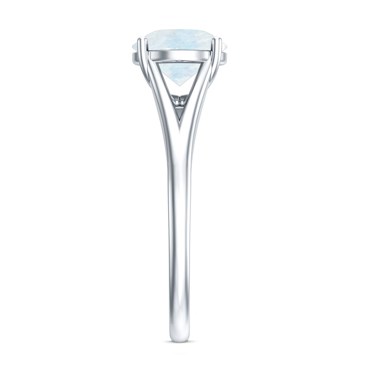 0.8 Carat Natural Moonstone Solitaire Ring with Surprise Diamond AAA - Rosec Jewels