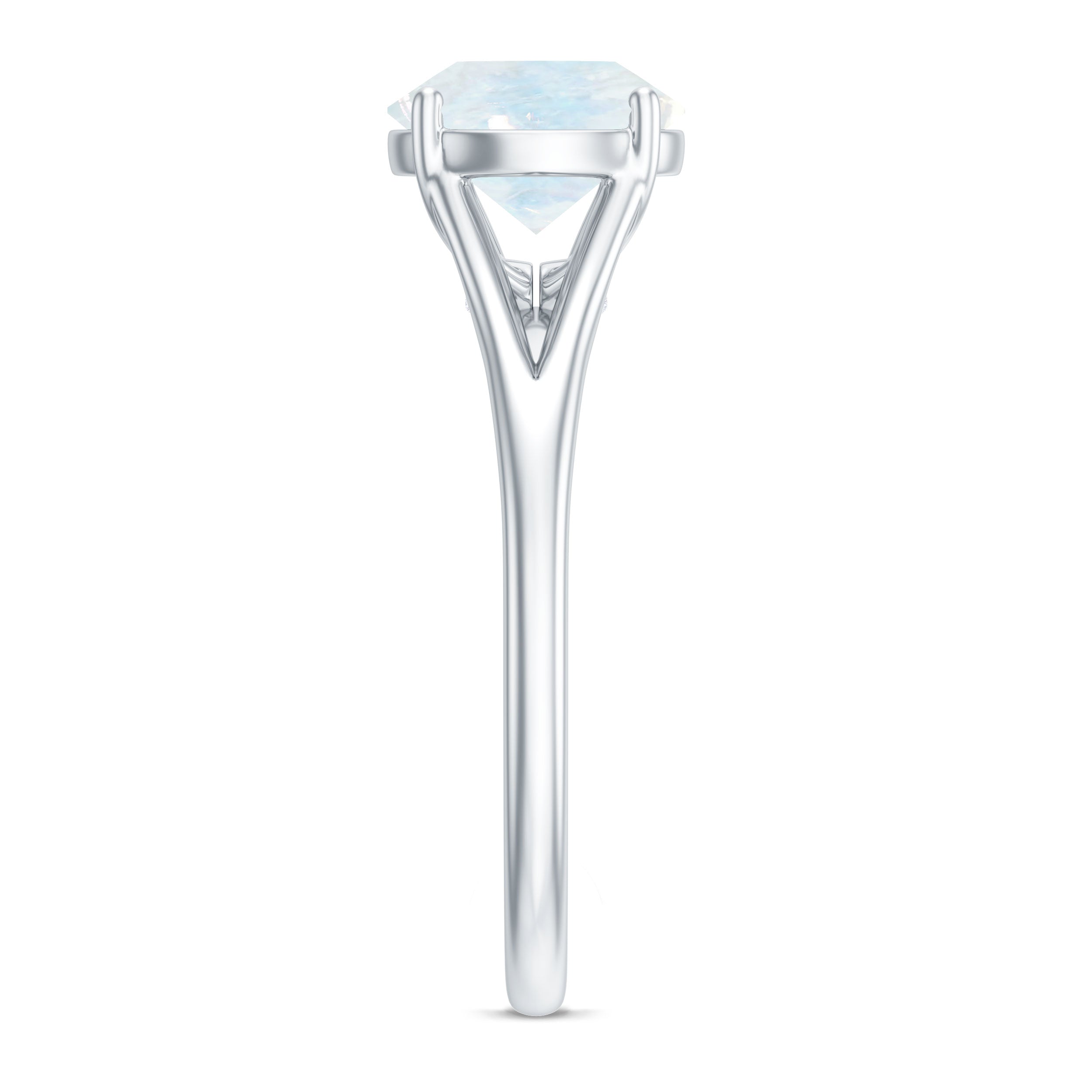 1 CT Natural Moonstone Solitaire Ring with Surprise Diamond AAA - Rosec Jewels