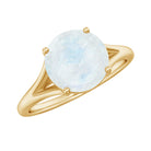 1 CT Natural Moonstone Solitaire Ring with Surprise Diamond AAA - Rosec Jewels