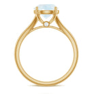 1 CT Natural Moonstone Solitaire Ring with Surprise Diamond AAA - Rosec Jewels