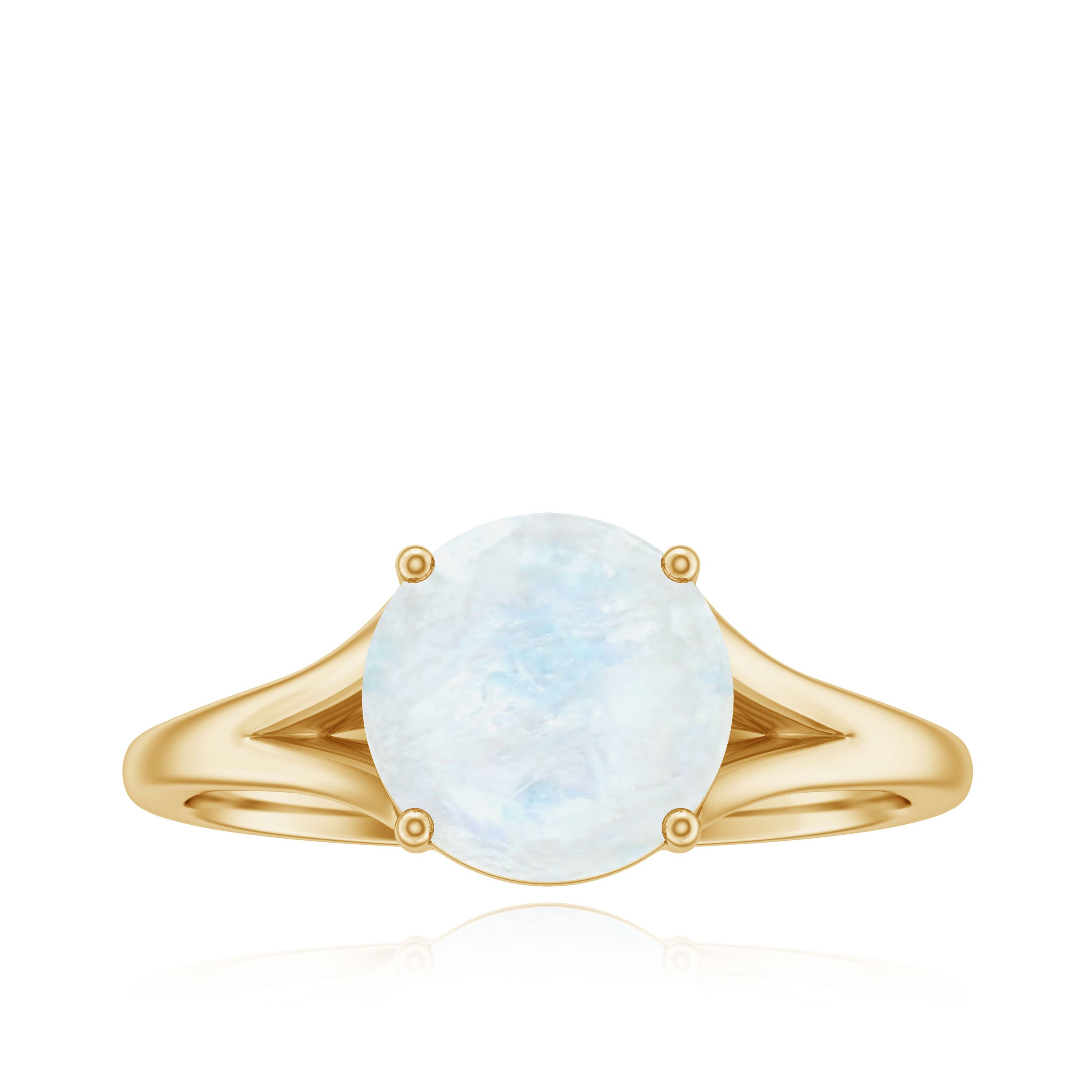 1 CT Natural Moonstone Solitaire Ring with Surprise Diamond AAA - Rosec Jewels