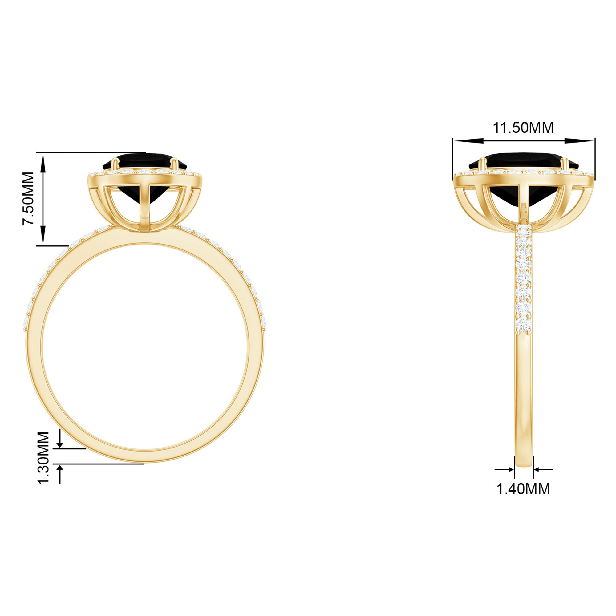 3 CT Oval Shape Created Black Diamond and Diamond Halo Engagement Ring Lab Created Black Diamond - ( AAAA ) - Quality - Rosec Jewels