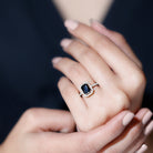 1.6 Carat Lab Grown Black and White Diamond Emerald Cut Engagement Ring with Halo AAAA ( Synthetic ) - Rosec Jewels