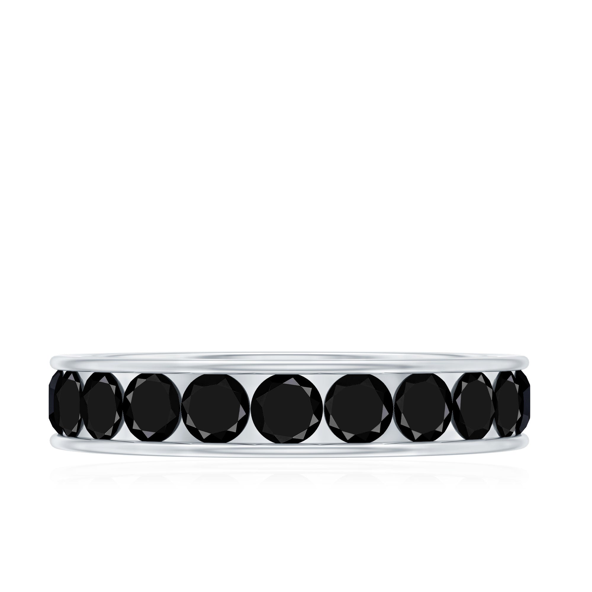 Round Cut Black Onyx Eternity Band in Channel Setting AAA - Rosec Jewels