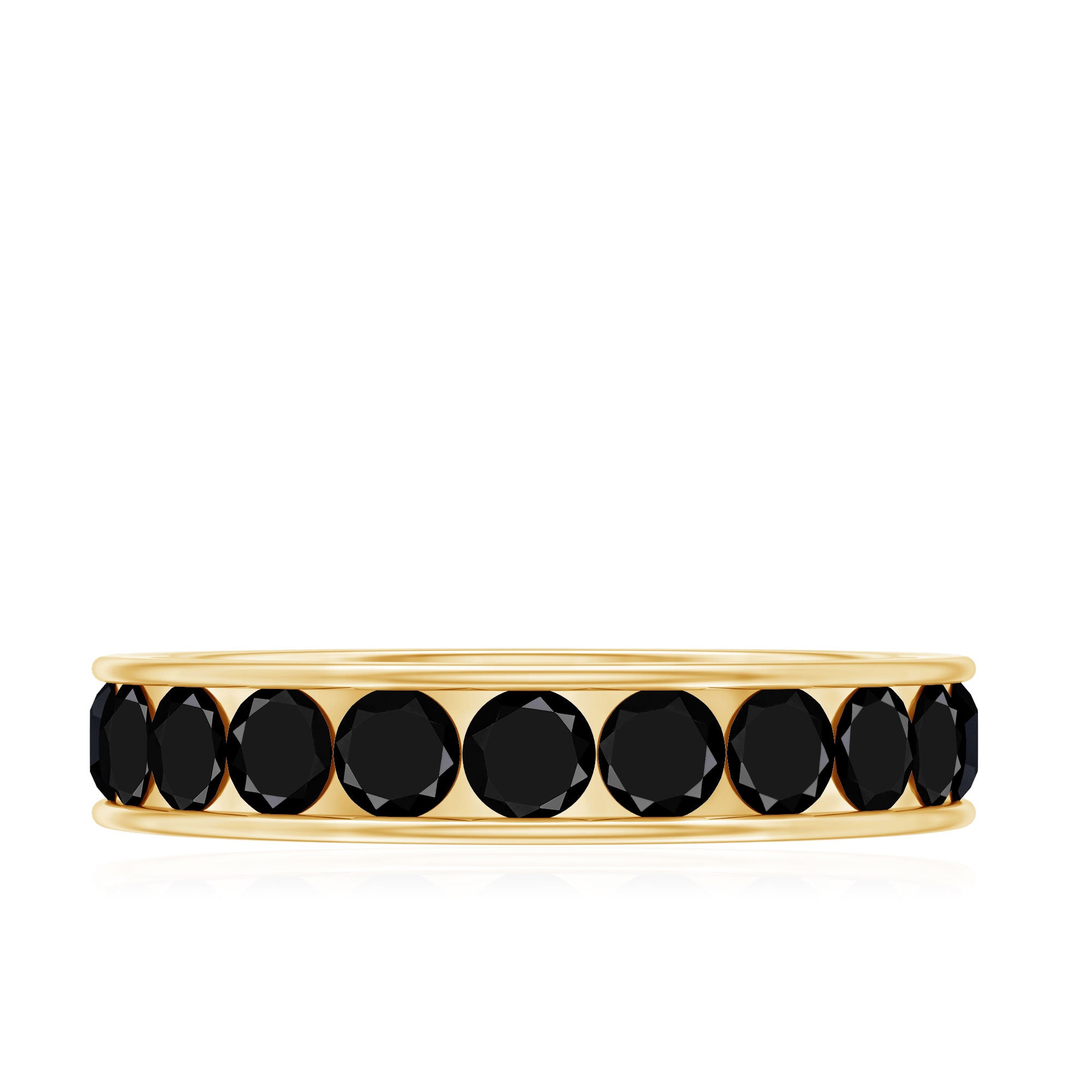 Round Cut Black Onyx Eternity Band in Channel Setting AAA - Rosec Jewels