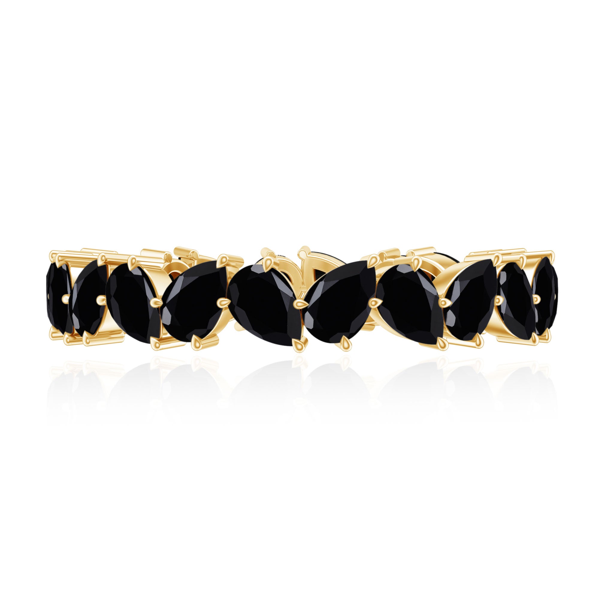 Rosec Jewels-Genuine Pear Shaped Black Onyx Stackable Wedding Band
