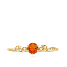 Rosec Jewels-Round Fire Opal Leaf Promise Ring with Diamond