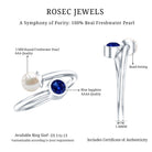 Lab Created Blue Sapphire and Pearl Toi Et Moi Ring AAA - Rosec Jewels