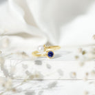Lab Created Blue Sapphire and Pearl Toi Et Moi Ring AAA - Rosec Jewels