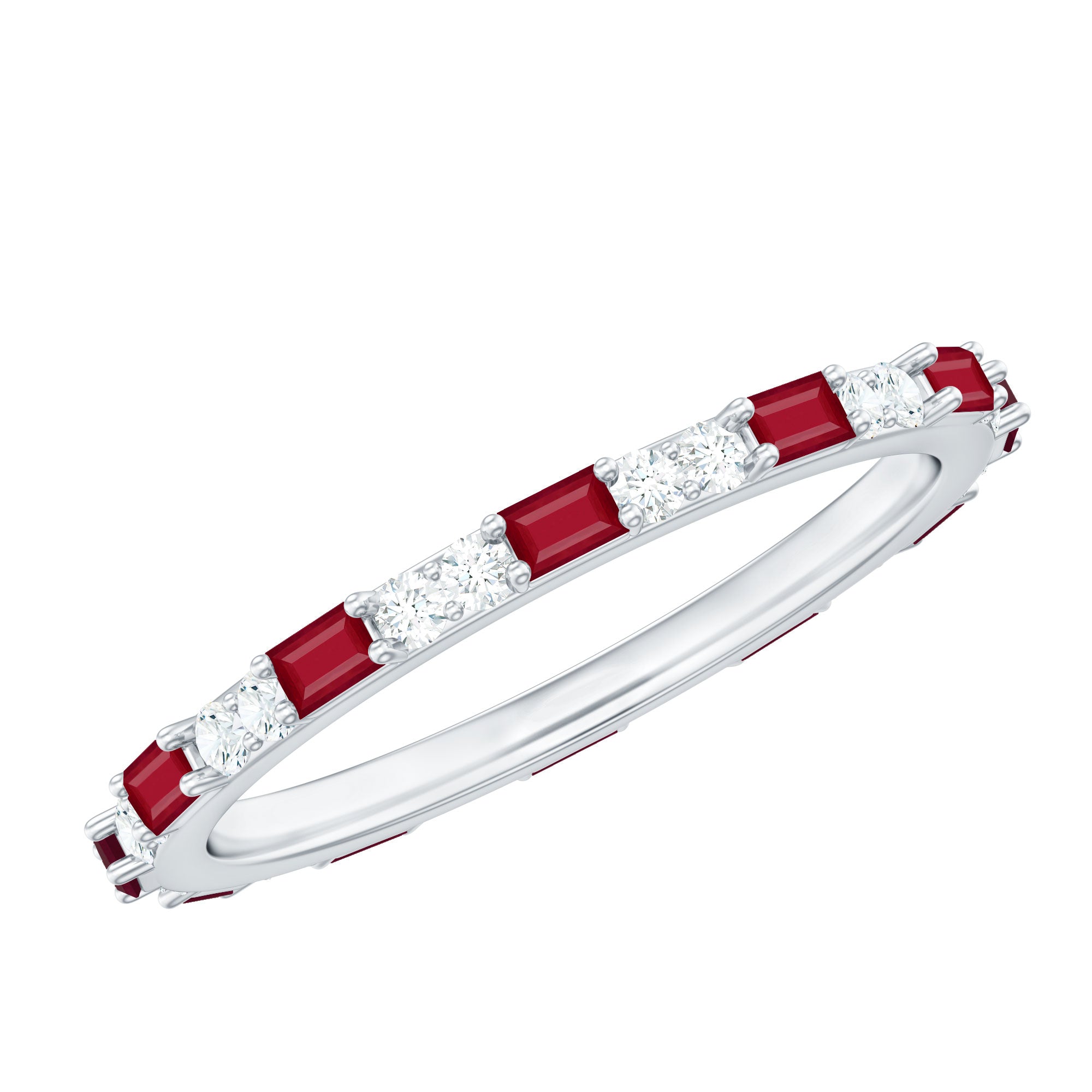 Red Ruby and Diamond Full Eternity Ring