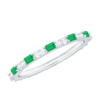 Natural Baguette Emerald Diamond Eternity Ring in East West Style AAA - Rosec Jewels