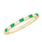 Natural Baguette Emerald Diamond Eternity Ring in East West Style AAA - Rosec Jewels