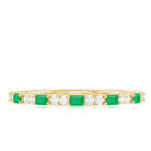 Natural Baguette Emerald Diamond Eternity Ring in East West Style AAA - Rosec Jewels