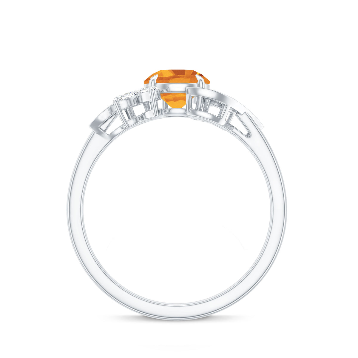 Certified Real 1.2 Carat Citrine Engagement Ring with Moissanite AAA - Rosec Jewels