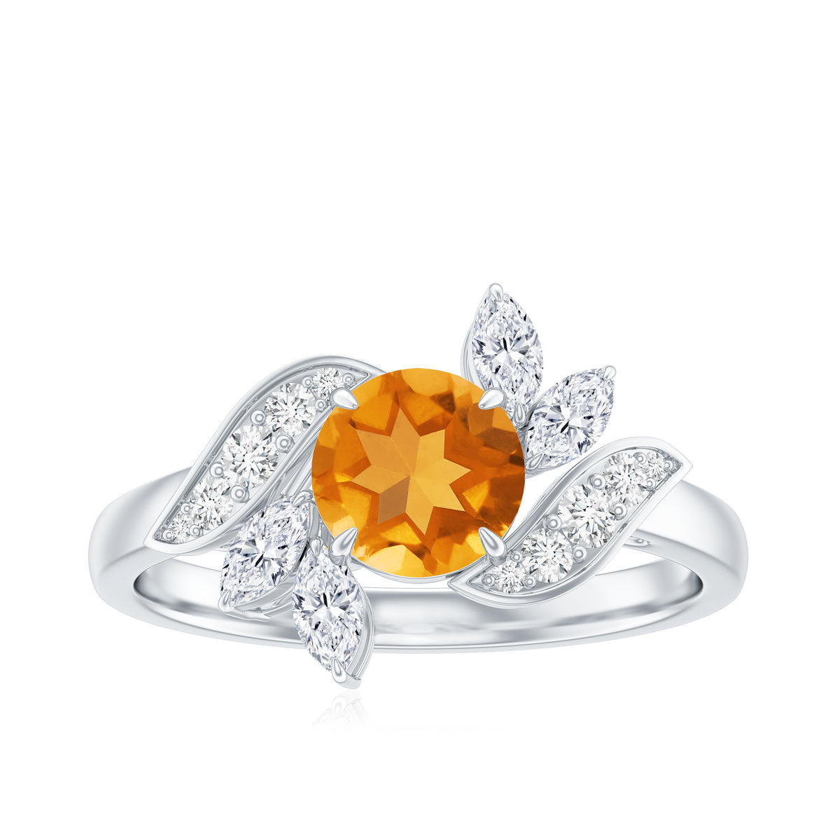 Certified Real 1.2 Carat Citrine Engagement Ring with Moissanite AAA - Rosec Jewels