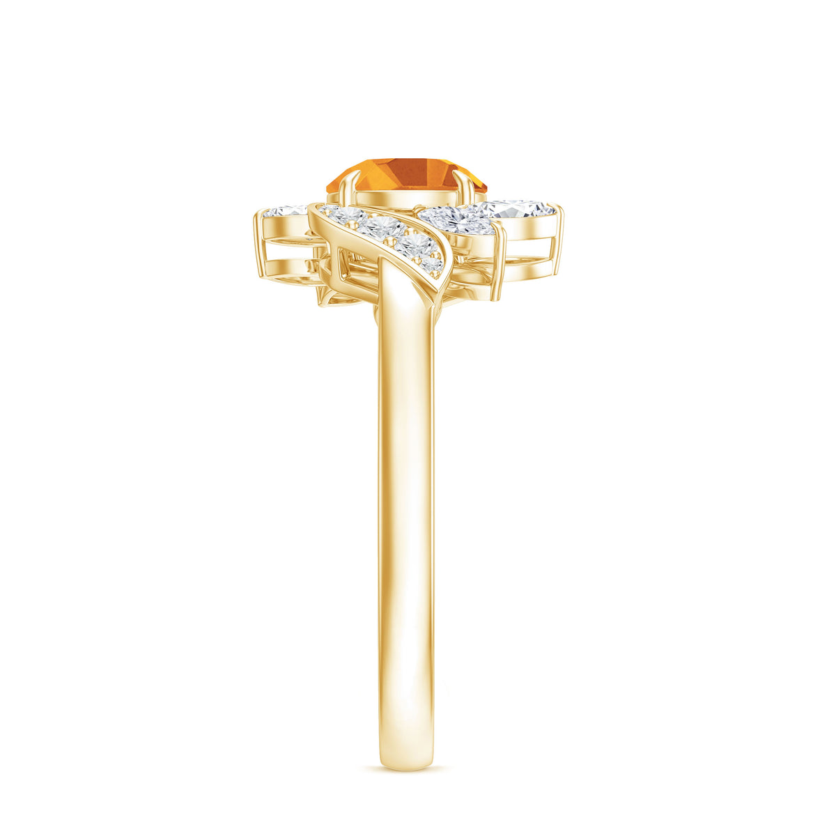 Certified Real 1.2 Carat Citrine Engagement Ring with Moissanite AAA - Rosec Jewels
