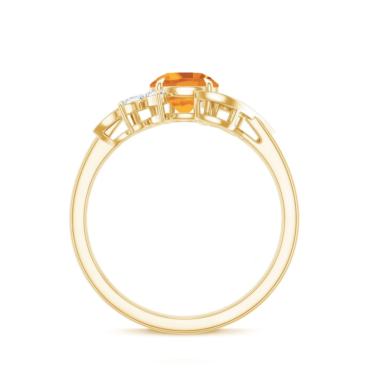 Certified Real 1.2 Carat Citrine Engagement Ring with Moissanite AAA - Rosec Jewels