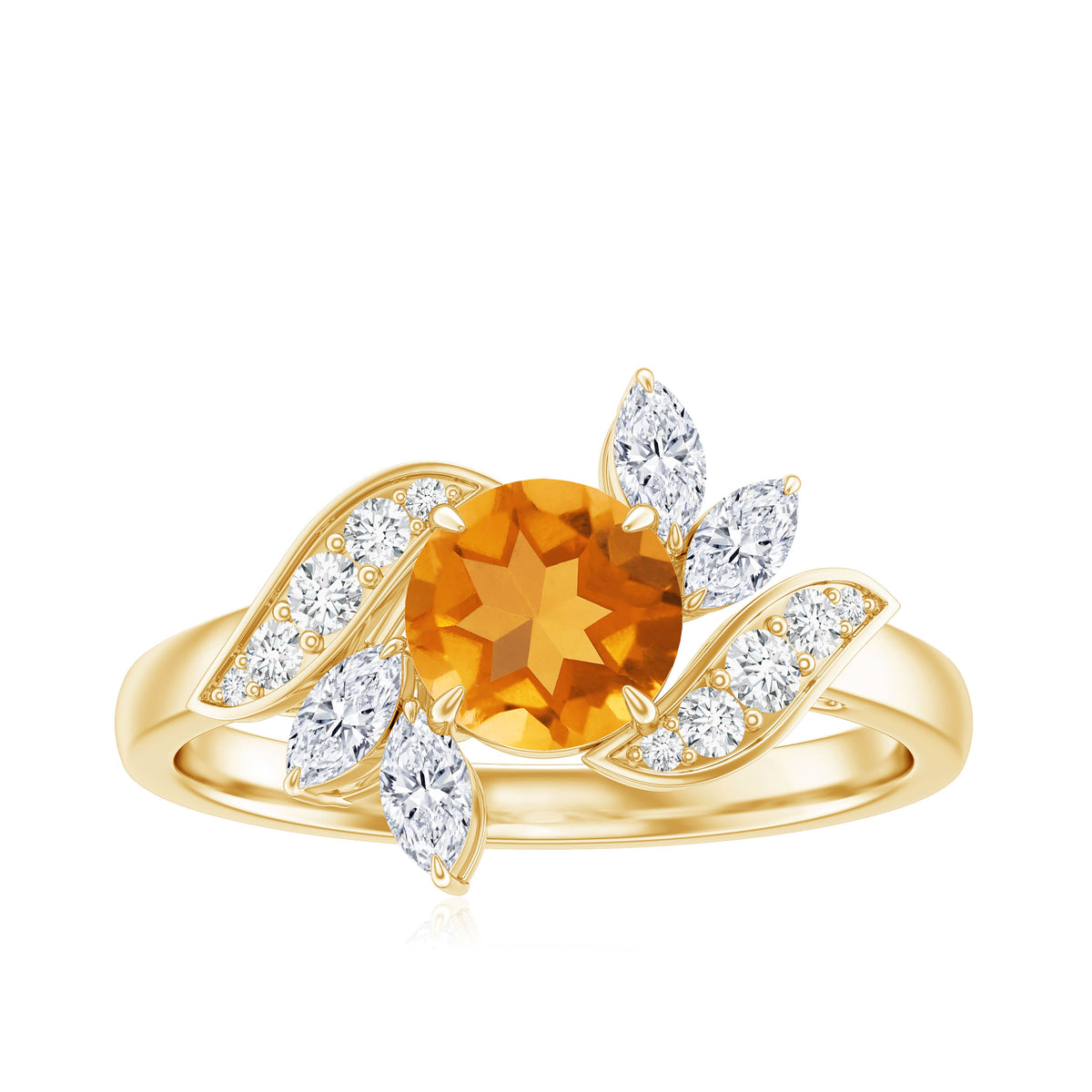 Certified Real 1.2 Carat Citrine Engagement Ring with Moissanite AAA - Rosec Jewels