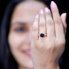 Natural Black Spinel Floral Engagement Ring with Diamond AAA - Rosec Jewels