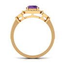 Vintage Looking Amethyst and Diamond Halo Engagement Ring AAA - Rosec Jewels