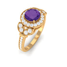 Vintage Looking Amethyst and Diamond Halo Engagement Ring AAA - Rosec Jewels