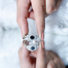 Rosec Jewels-Vintage Looking 1.3 Carat Lab Grown Black Diamond Engagement Ring with White Diamond
