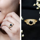 Rosec Jewels-Vintage Looking 1.3 Carat Lab Grown Black Diamond Engagement Ring with White Diamond