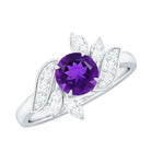 Nature Inspired 1 Carat Amethyst Engagement Ring with Diamond AAA - Rosec Jewels