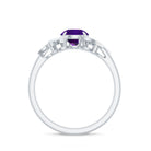 Nature Inspired 1 Carat Amethyst Engagement Ring with Diamond AAA - Rosec Jewels